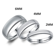 Load image into Gallery viewer, 2mm/4mm/6mm Polished Silver Titanium Ring Women Smooth Wedding Band Minimalism Simple Stacking Rings Female Fashion Jewelry