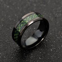 Load image into Gallery viewer, 8mm Loong Men 's Red Carbon Fiber Green Dragon Stainless Steel Ring Comfort Fit Wedding Rings For Band men ring Accessories